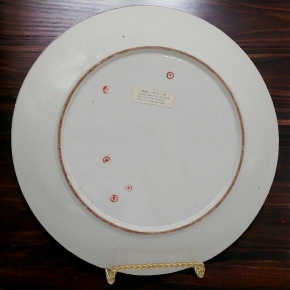 Chinese Millefleur Green Gold Passion Flower 10" Vintage Plate Andrea by Sadek - Picture 8 of 11